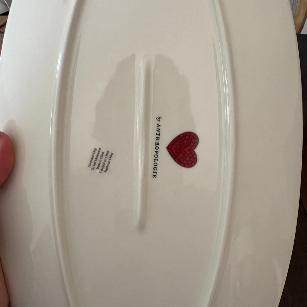 Anthropologie Bistro Tile Stoneware 24k tray Accent Platter: Valentine's serving